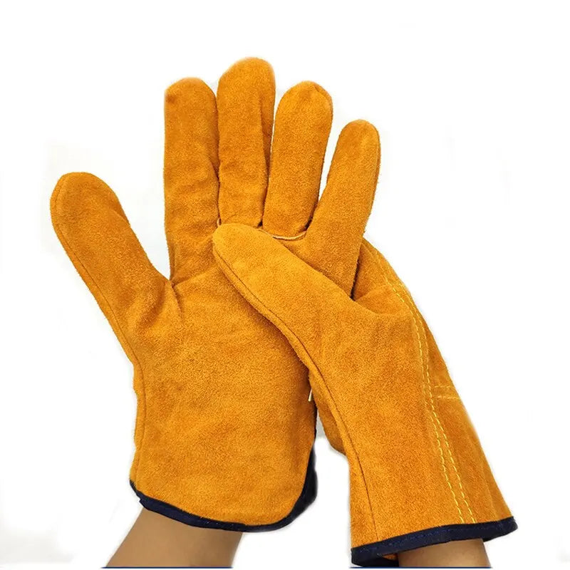 Men's Cowhide Work Gloves – Soft, Durable Safety Gloves for Driving, Hunting, Welding & Gardening