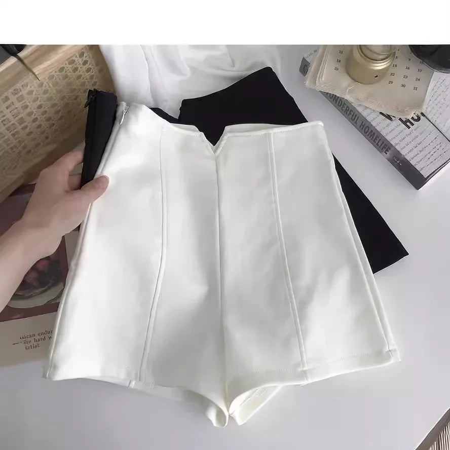 2023 Summer High-Waisted Slimming White Shorts for Women