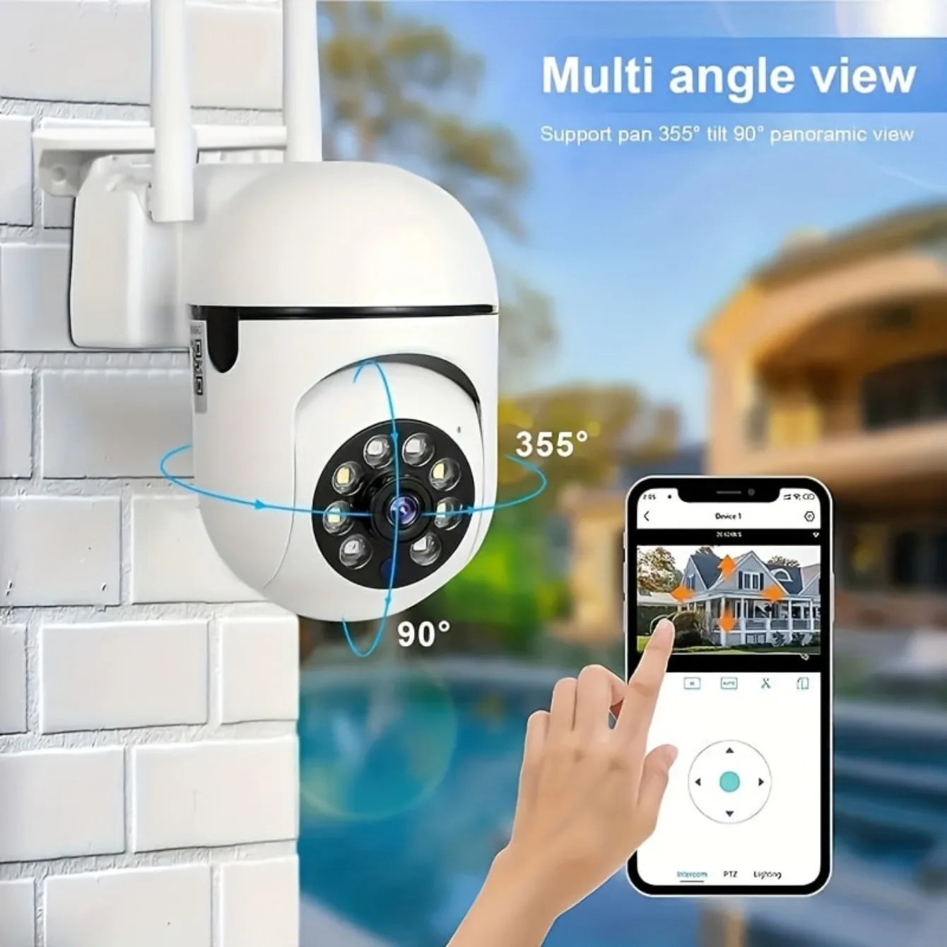 Wireless PTZ Security Camera, 4X Zoom, AI Human Tracking, Two-Way Audio, HD Night Vision, 8MP Outdoor Cam