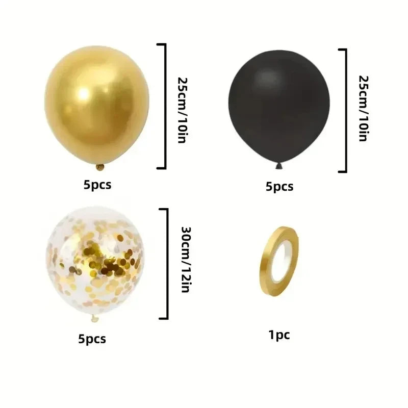 16pcs Black Metallic Sequin Balloons – Party Balloons for Birthday, Wedding & Graduation Decor