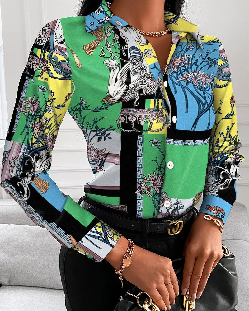 Women’s Printed Long Sleeve Blouse