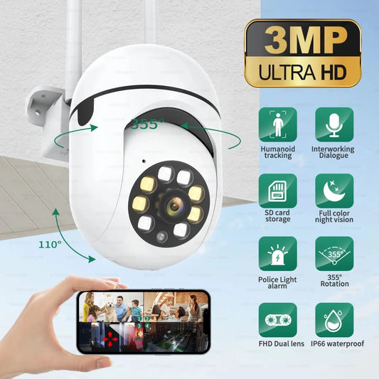 Wireless PTZ Security Camera, 4X Zoom, AI Human Tracking, Two-Way Audio, HD Night Vision, 8MP Outdoor Cam