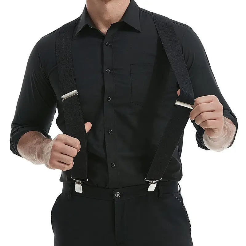 Work & Outdoor Heavy Duty Suspenders – 2 Inch Wide X-Back, 4 Strong Clips, Adjustable Elastic Trouser Straps for Men