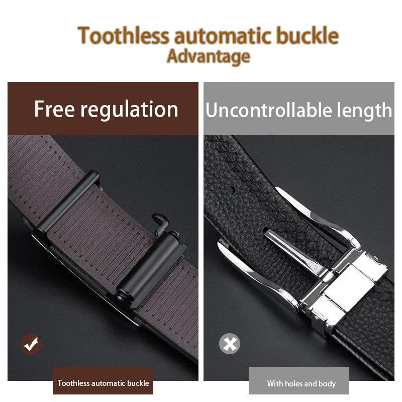 Genuine Leather Adjustable Automatic Belt for Men, 105-160cm, Plus Size Jeans Belt – Stylish Gift for Him