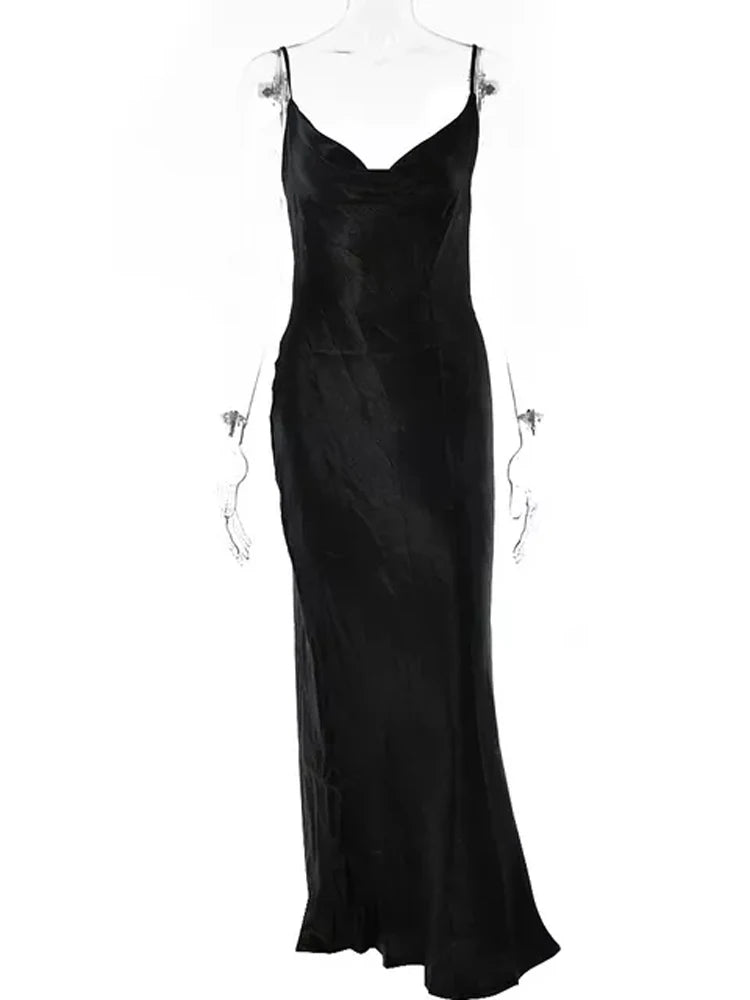 Women’s Satin Backless Maxi Dress