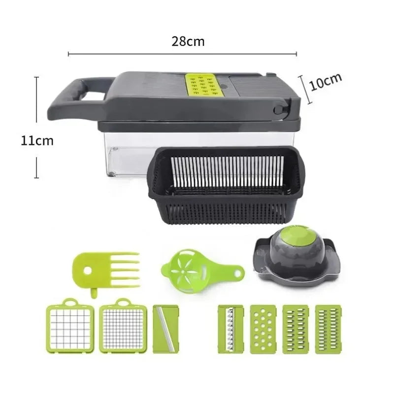 Vegetable Chopper Handle Food Grate 14/16 in 1 Multifunctional