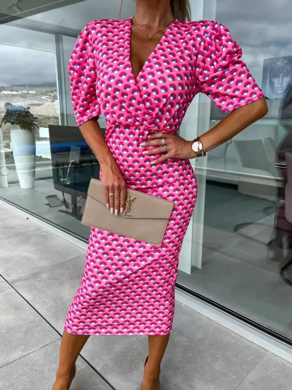 Women’s Deep V Pleated Party Dress ✅