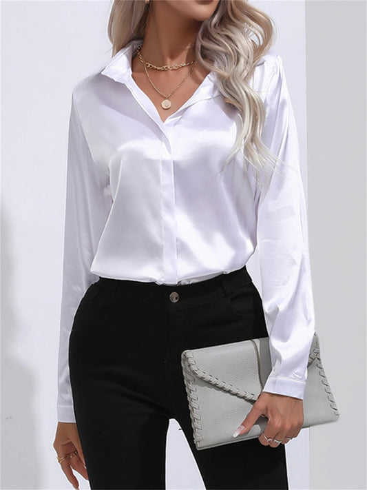 SatinEase One-Button Blouse