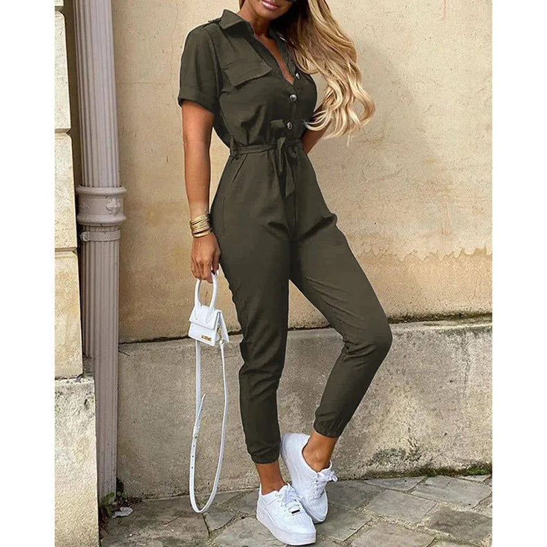 Monochrome Belted Jumpsuit – Workwear & Casual Fit