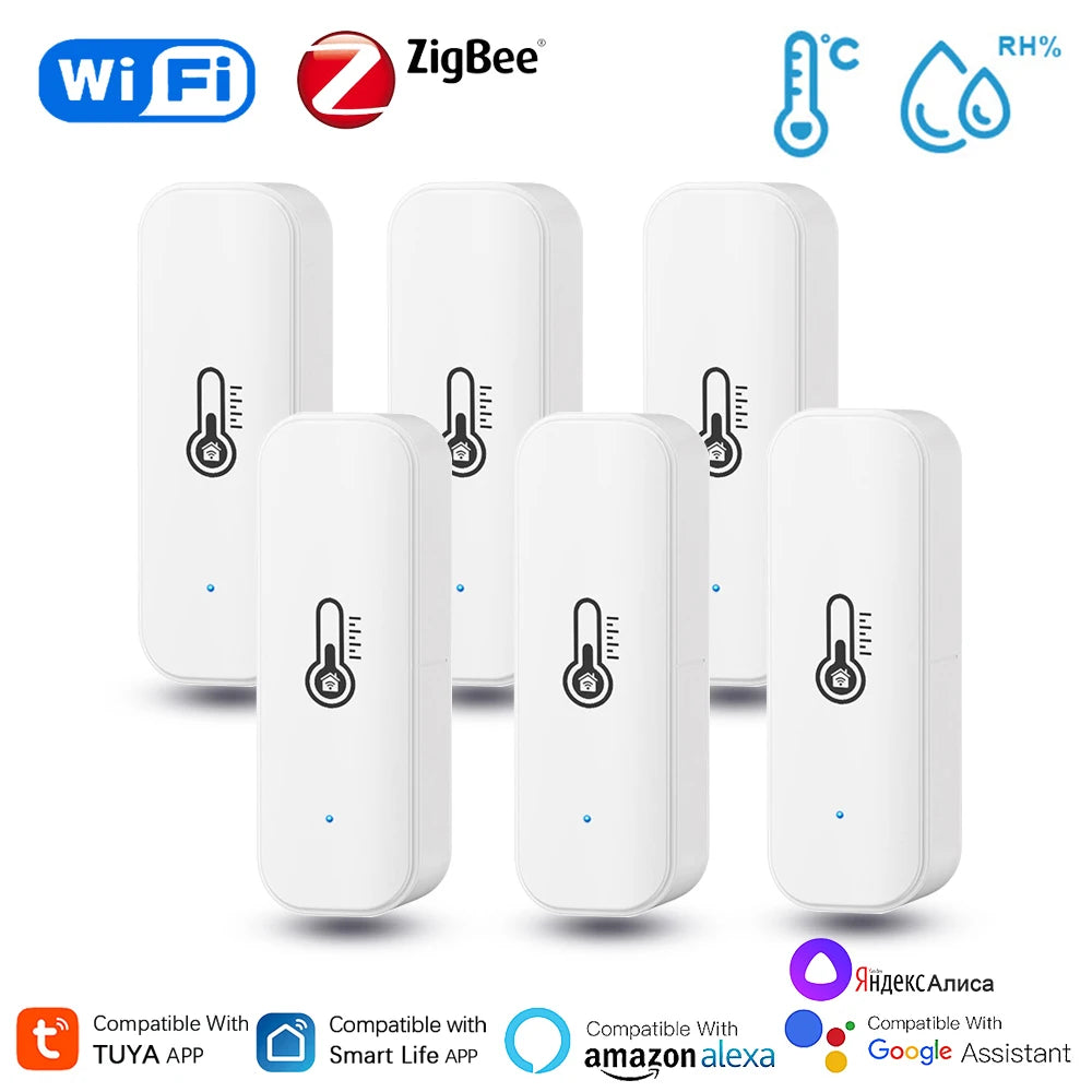 Tuya Smart WiFi Zigbee Temperature & Humidity Sensor – Indoor Thermometer Hygrometer Compatible with Alexa & Google Home