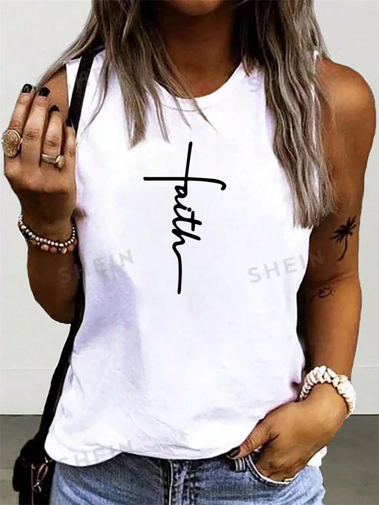 Rock Hip Hop Print Women's Crew Neck Tank Top - Summer Street Fashion