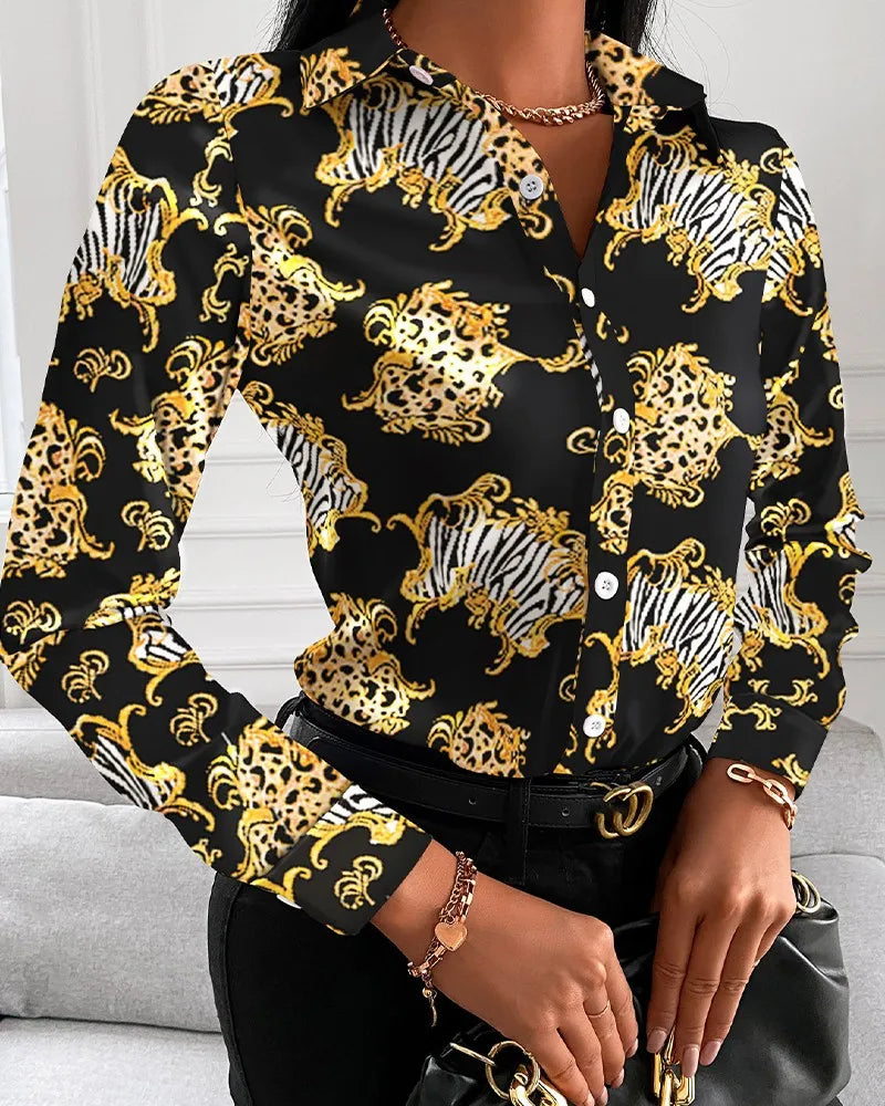 Women’s Printed Long Sleeve Blouse