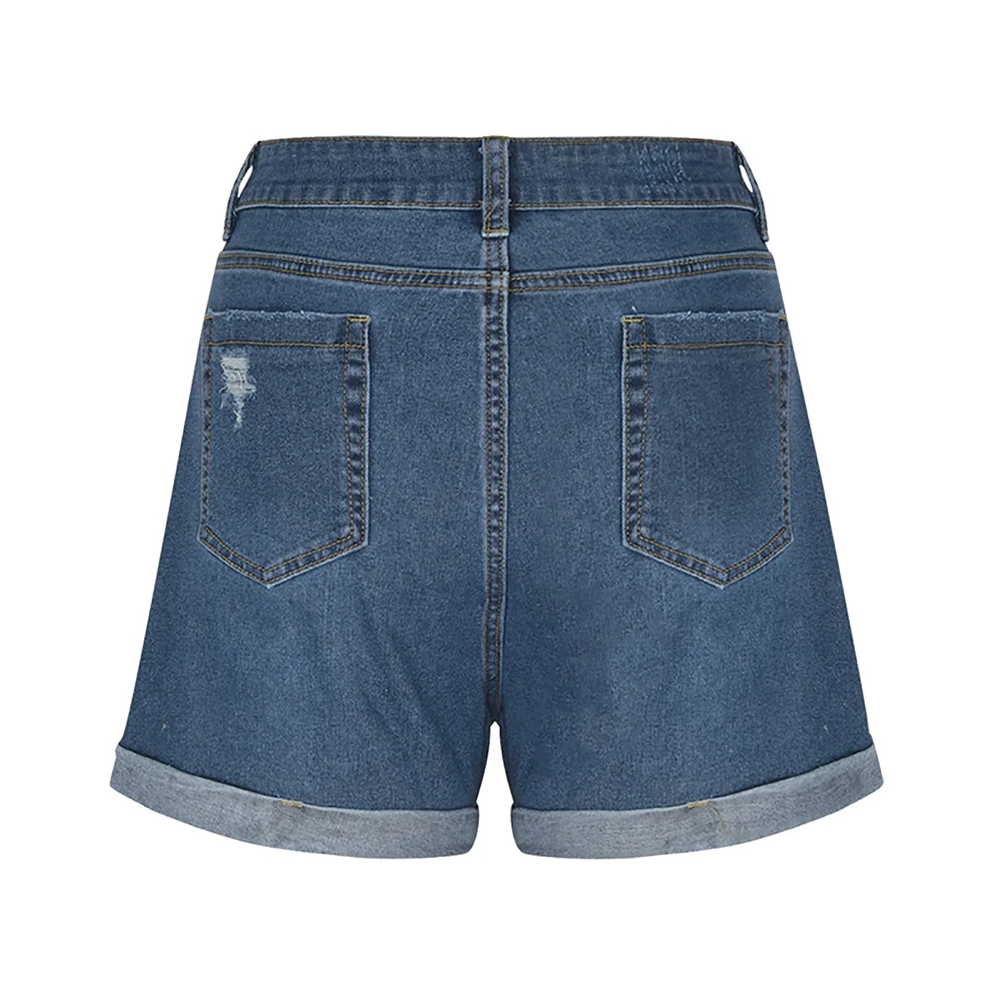 High-Waisted Stretchy Jean Cargo Shorts for Women - Ripped & Distressed