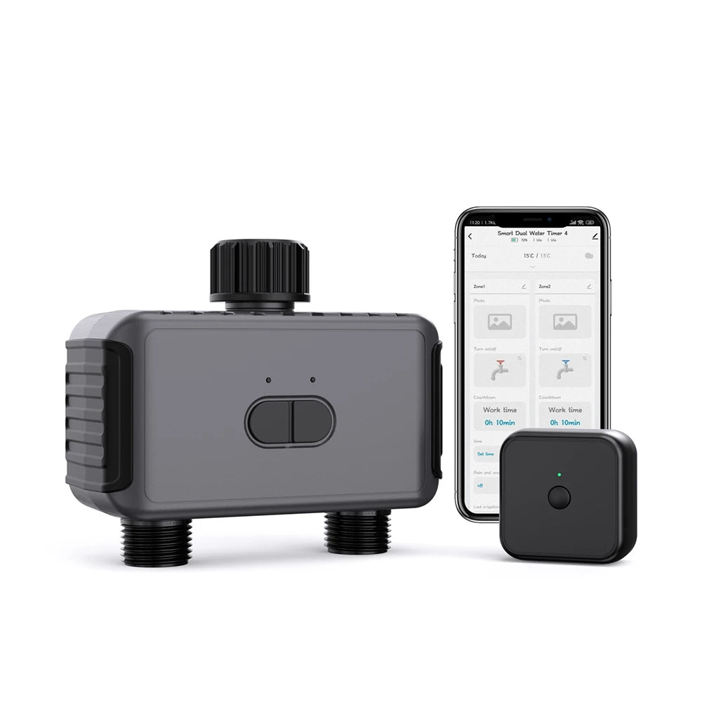 Tuya Smart Garden Watering Timer with 2 Outlets & Rain Delay Controller