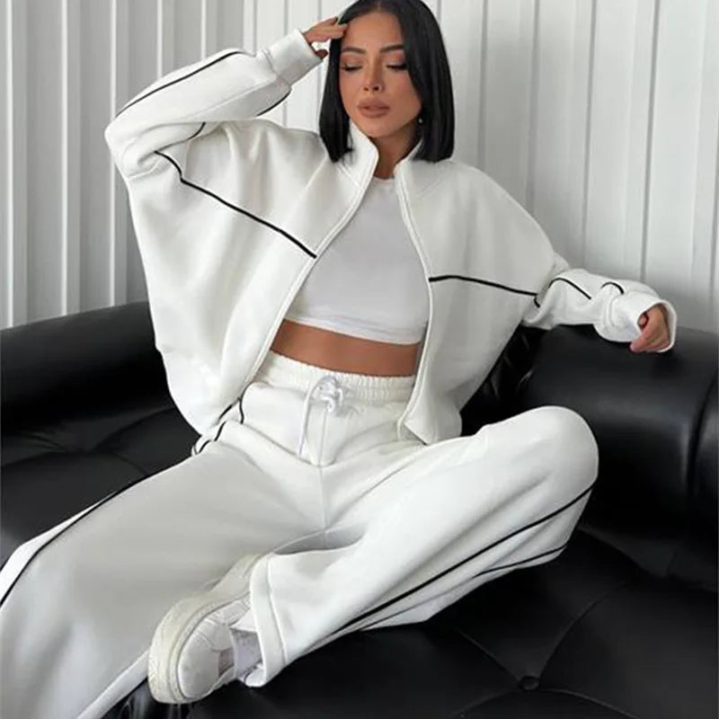 Women's 2-Piece Sweatsuit Set - Zip-Up Jacket & Jogger Sweatpants