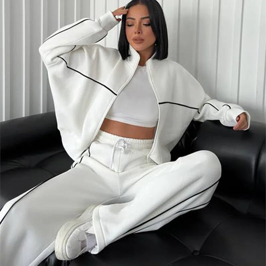 Women's 2-Piece Sweatsuit Set - Zip-Up Jacket & Jogger Sweatpants