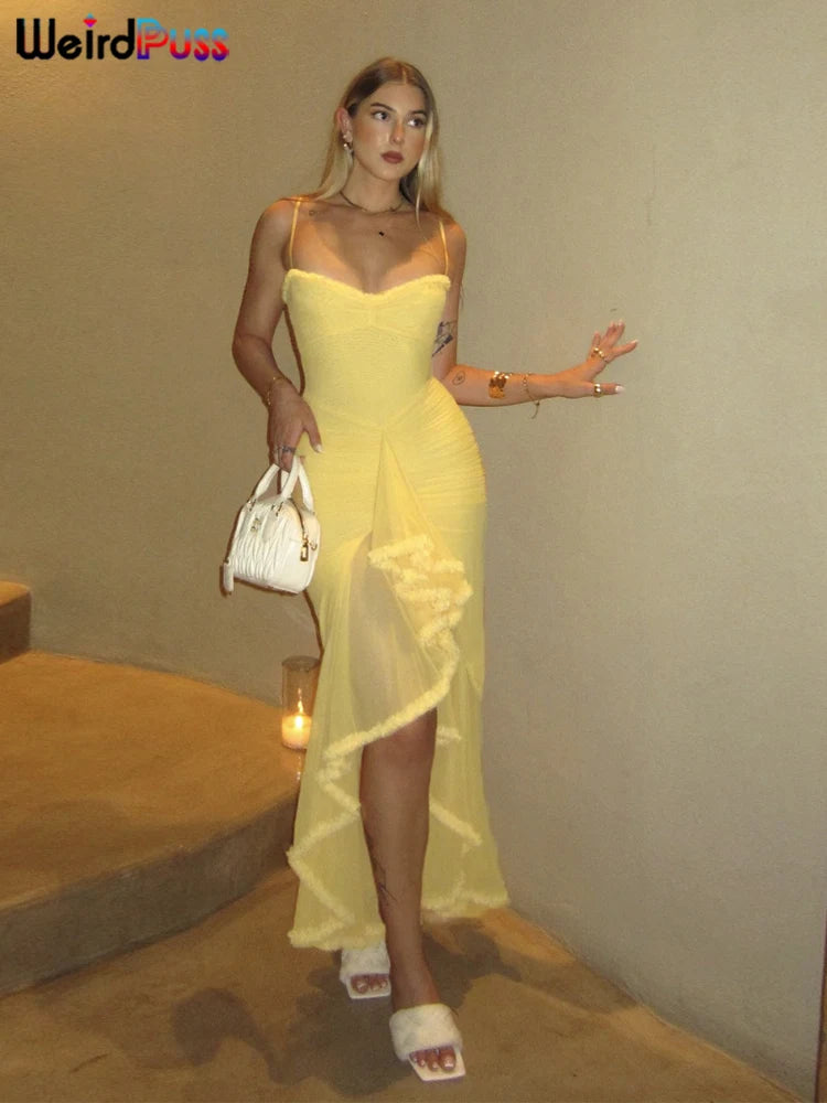 Women’s Ruffle Tassel Bodycon Dress