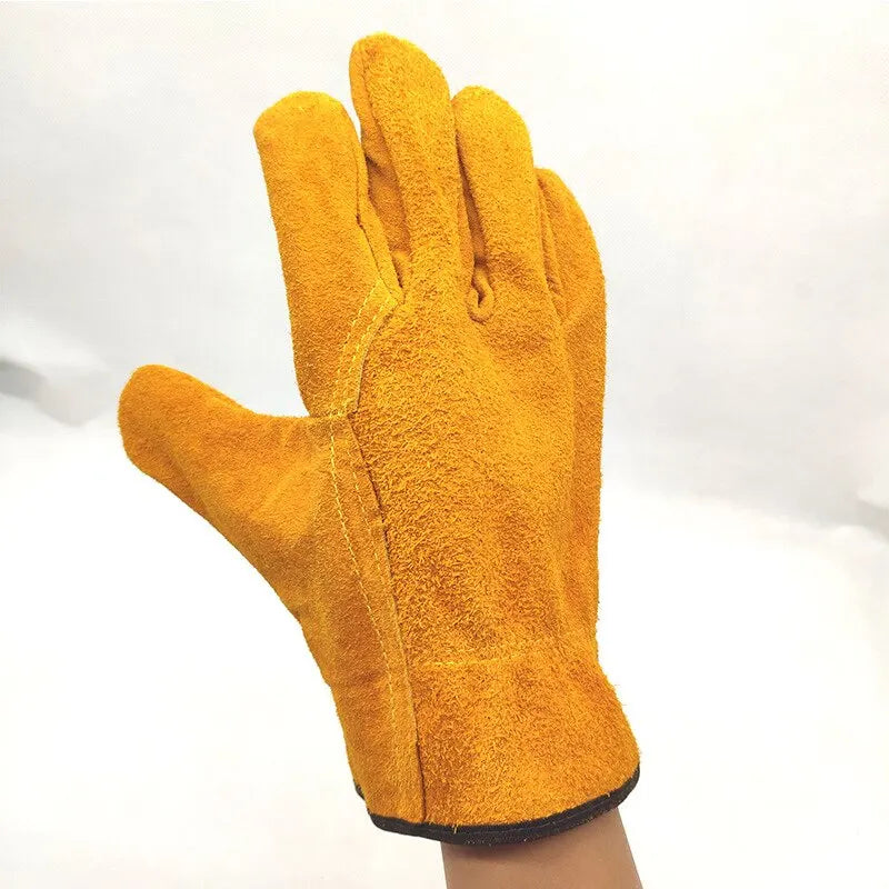 Men's Cowhide Work Gloves – Soft, Durable Safety Gloves for Driving, Hunting, Welding & Gardening