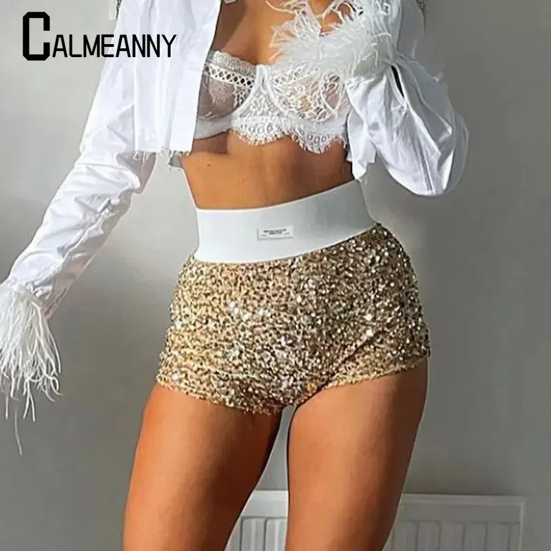 Summer Sequined High-Waist Mini Shorts - Sexy Party & Nightclub Wear