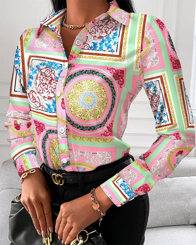 Women’s Printed Long Sleeve Blouse