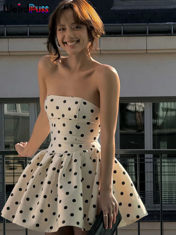 Women’s Polka Dot Backless Mini Dress