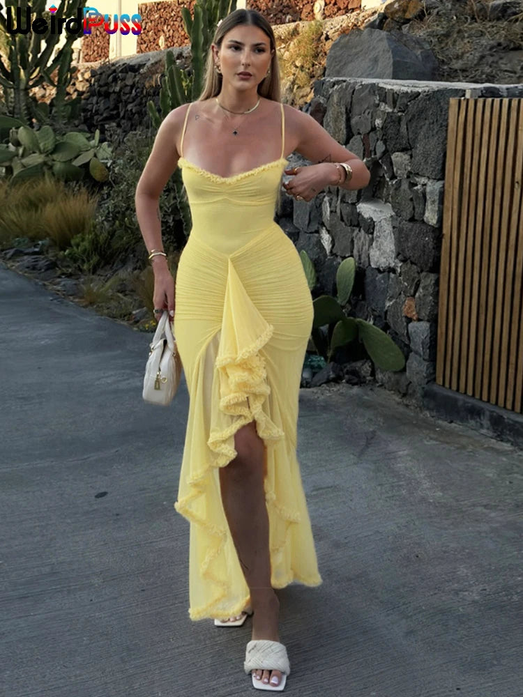 Women’s Ruffle Tassel Bodycon Dress