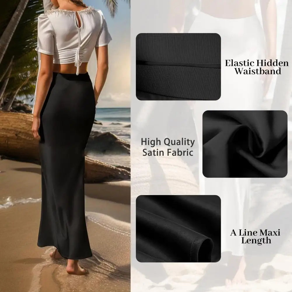 legant High-Waist Satin Fishtail Skirt