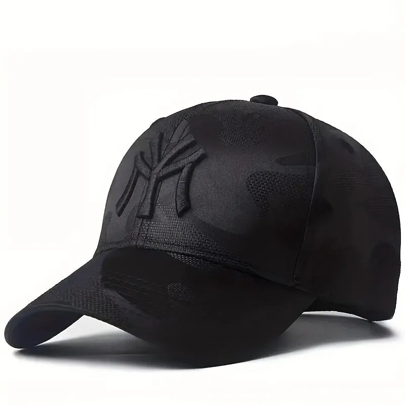 Camouflage Baseball Hat with Letter Embroidery, Adjustable Casual Outdoor Cap for Spring & Autumn