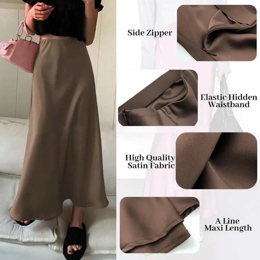legant High-Waist Satin Fishtail Skirt