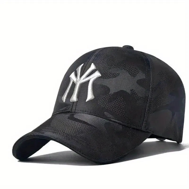 Camouflage Baseball Hat with Letter Embroidery, Adjustable Casual Outdoor Cap for Spring & Autumn