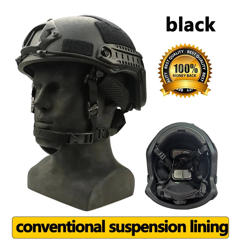 High Cut Tactical Ballistic Helmet with Wendy's Suspension Pad - NIJ IIIA Fast Protective Bulletproof Helmet