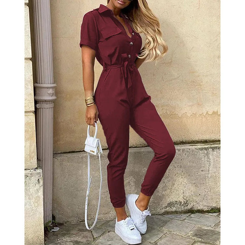 Monochrome Belted Jumpsuit – Workwear & Casual Fit