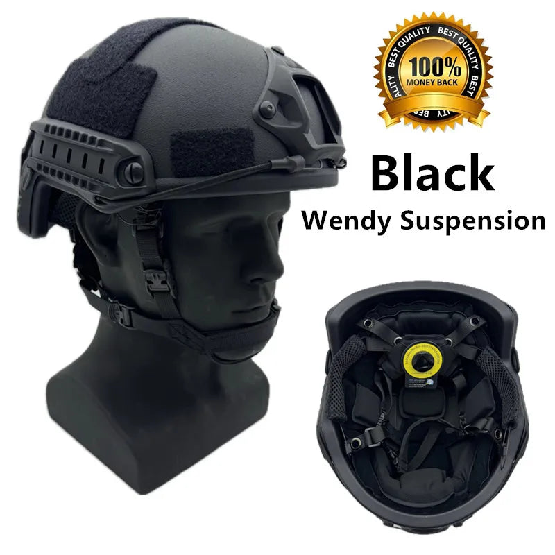High-Cut Tactical Ballistic Helmet NIJ IIIA Kevlar Helmet with FAST Wendy’s Suspension Pad