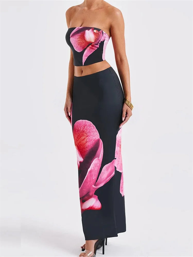 FloraEdge Tube Skirt Set