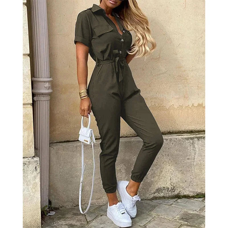Monochrome Belted Jumpsuit – Workwear & Casual Fit