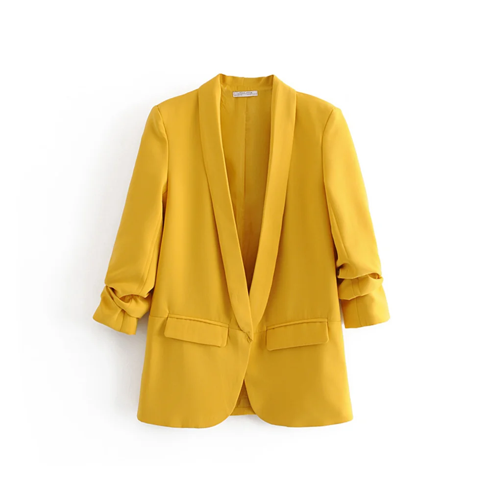 PB&ZA 2023 Spring Autumn Women's Pleated Sleeve Blazer
