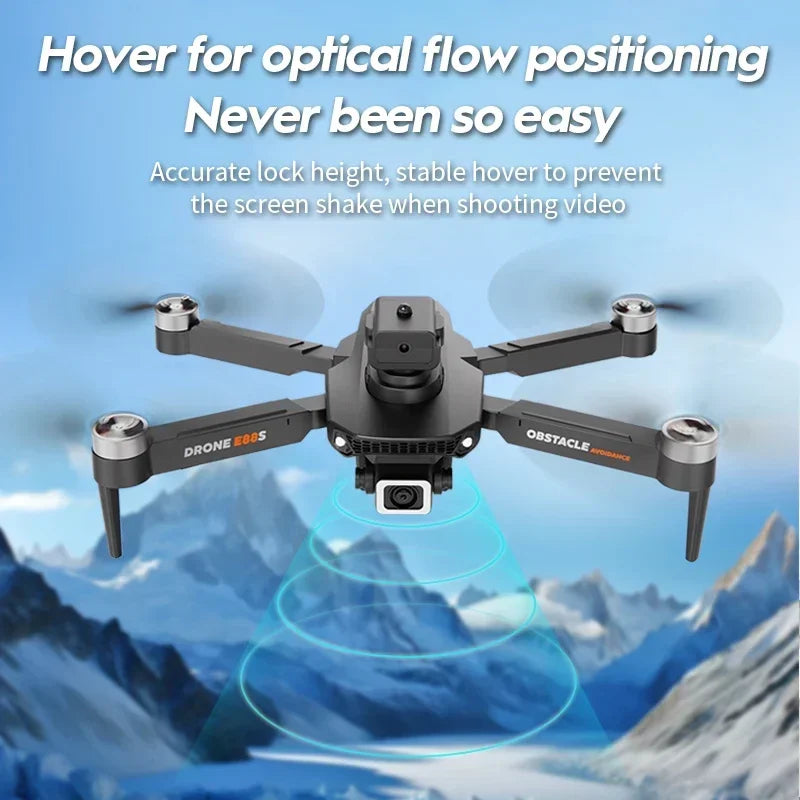 Drone 4K Wide HD Camera Obstacle Avoider Brushless Motor Height Fixed Remote Control Foldable Quadrotor E88S Rc