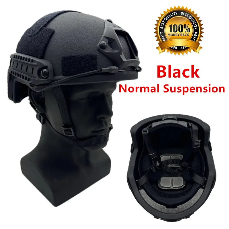 High-Cut Tactical Ballistic Helmet NIJ IIIA Kevlar Helmet with FAST Wendy’s Suspension Pad