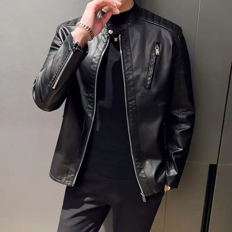 Men’s Plus-Size Leather Biker Jacket