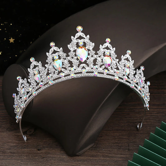 Crystal Bridal Tiara – Silver Wedding Crown Headpiece for Veil & Hair Accessories
