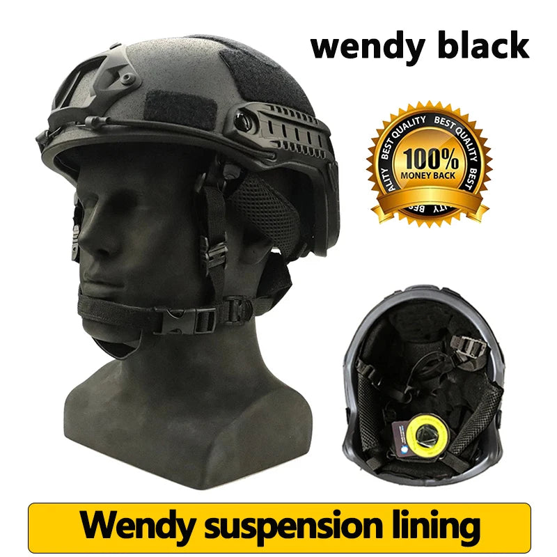 High Cut Tactical Ballistic Helmet with Wendy's Suspension Pad - NIJ IIIA Fast Protective Bulletproof Helmet
