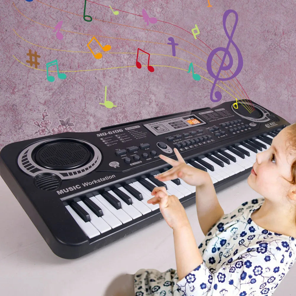 Kids Electronic Keyboard Piano with Microphone – 61-Key Organ & 24-Key Educational Musical Toy for Beginners
