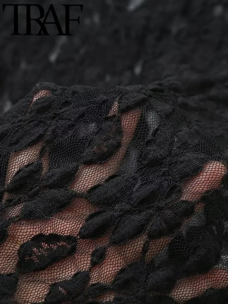 Sexy Sheer Lace Bodysuit – Women's Slim Fit Mock Neck Long-Sleeve Playsuit for Spring 2024