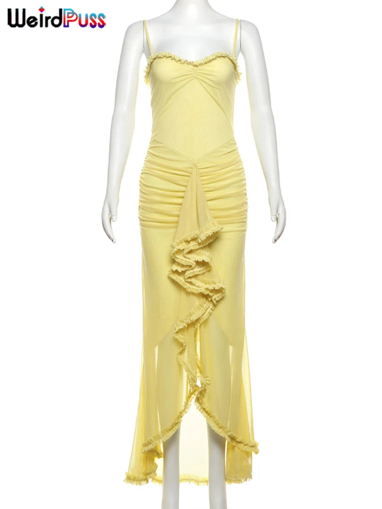 Women’s Ruffle Tassel Bodycon Dress