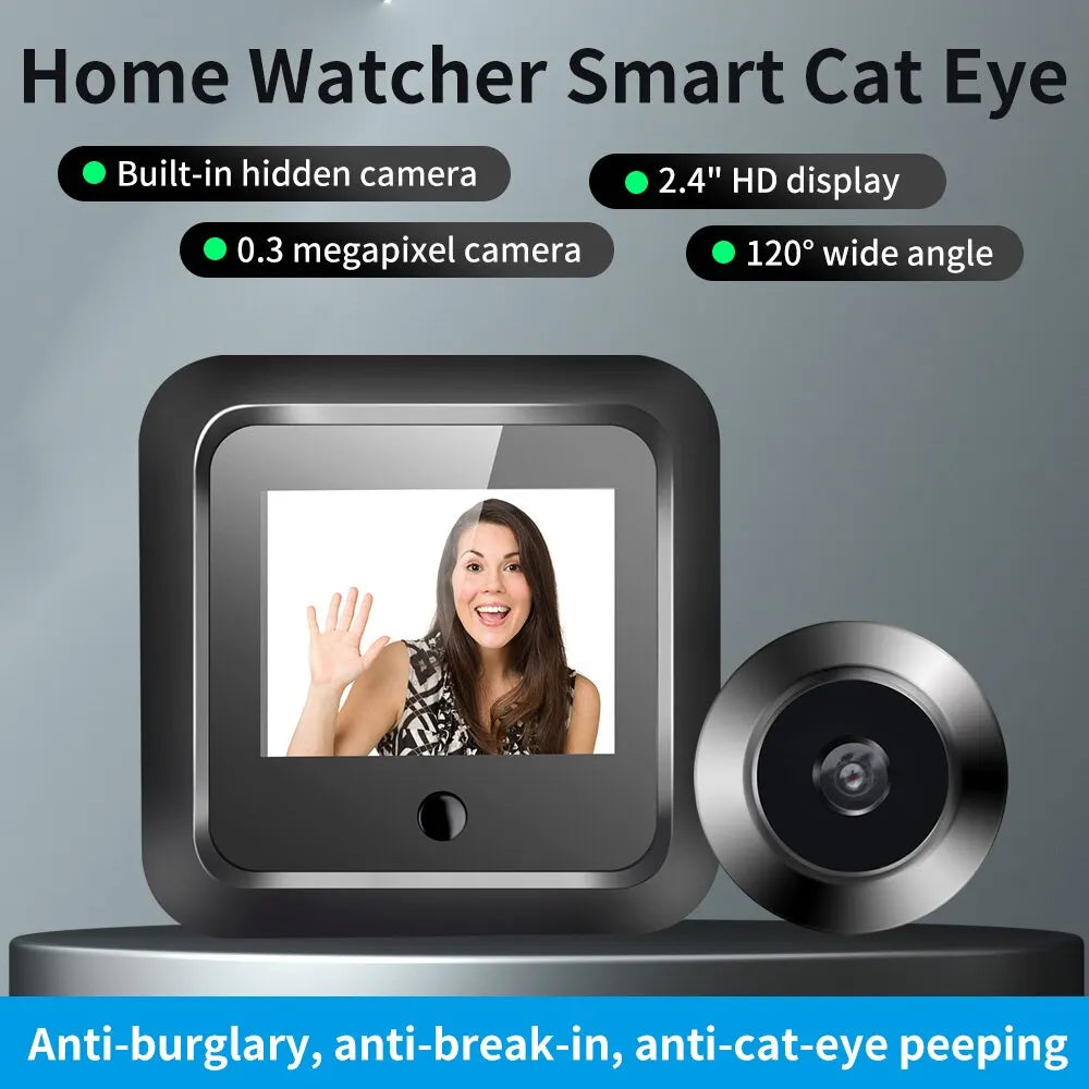 2.4 Inch Smart Digital Peephole Viewer – 120° HD Camera, 240x320 Resolution, Security Door Monitor