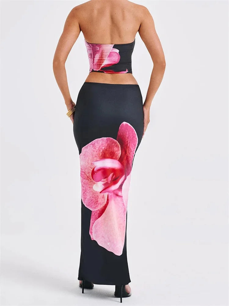 FloraEdge Tube Skirt Set