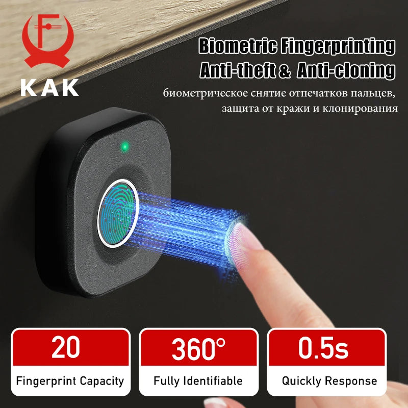 KAK Biometric Fingerprint Lock | Keyless Smart Cabinet & Drawer Lock | Anti-theft | Long Standby Time