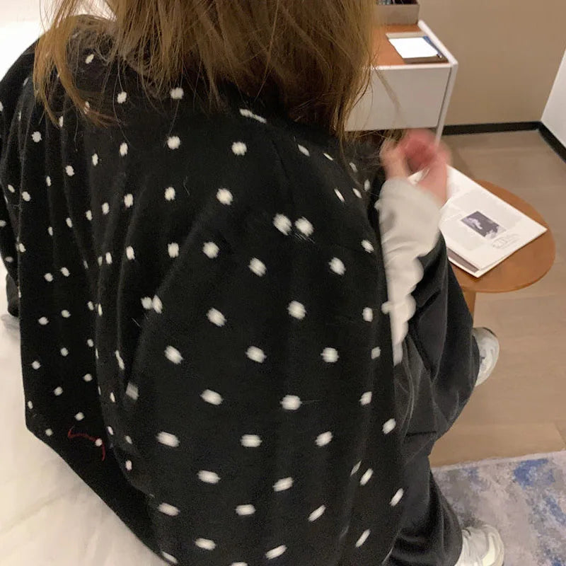 Polka Dot Knitted Layered Cardigan