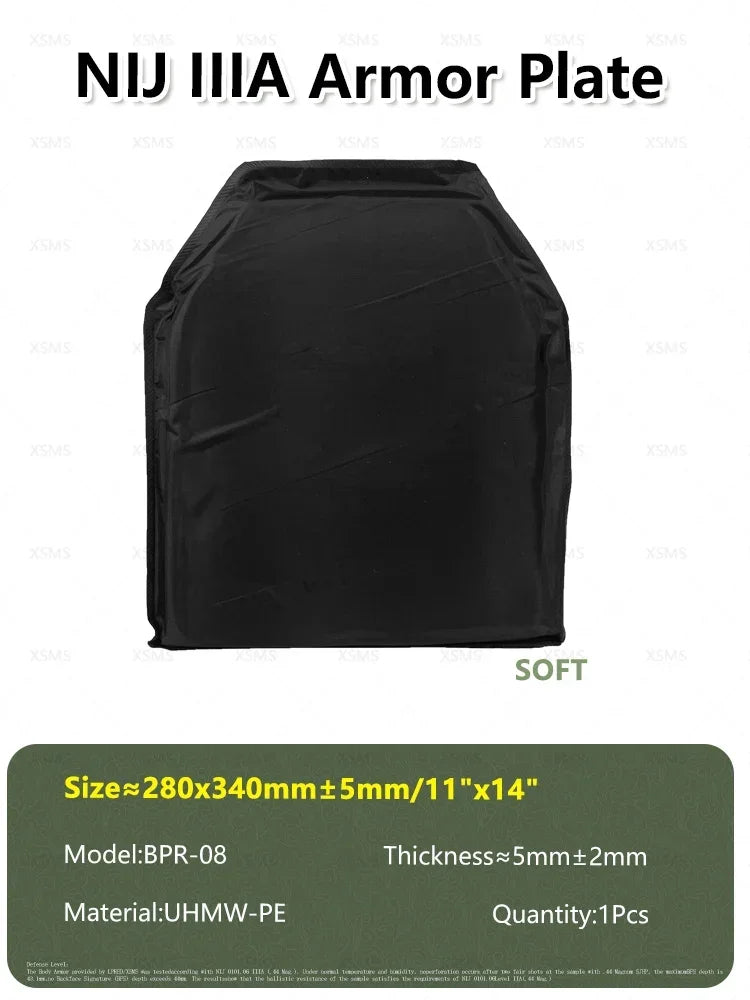 NIJ IIIA Soft/Hard Bulletproof Plates for Ballistic Vest and Backpack – Available in 6x8, 10x12, 11x14 Sizes