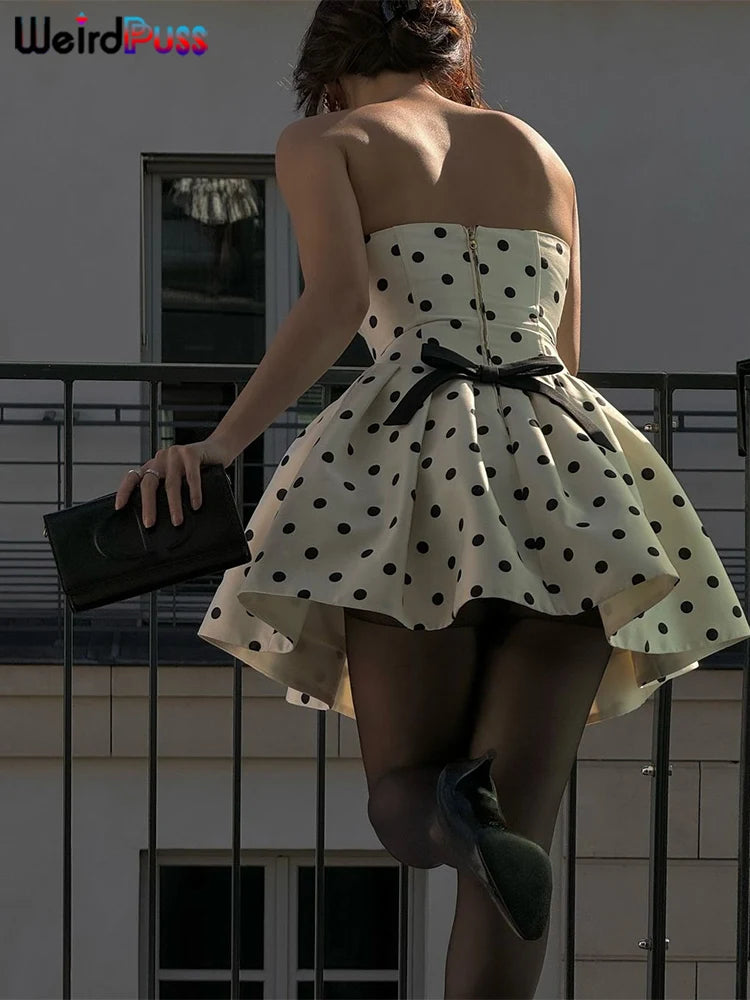 Women’s Polka Dot Backless Mini Dress